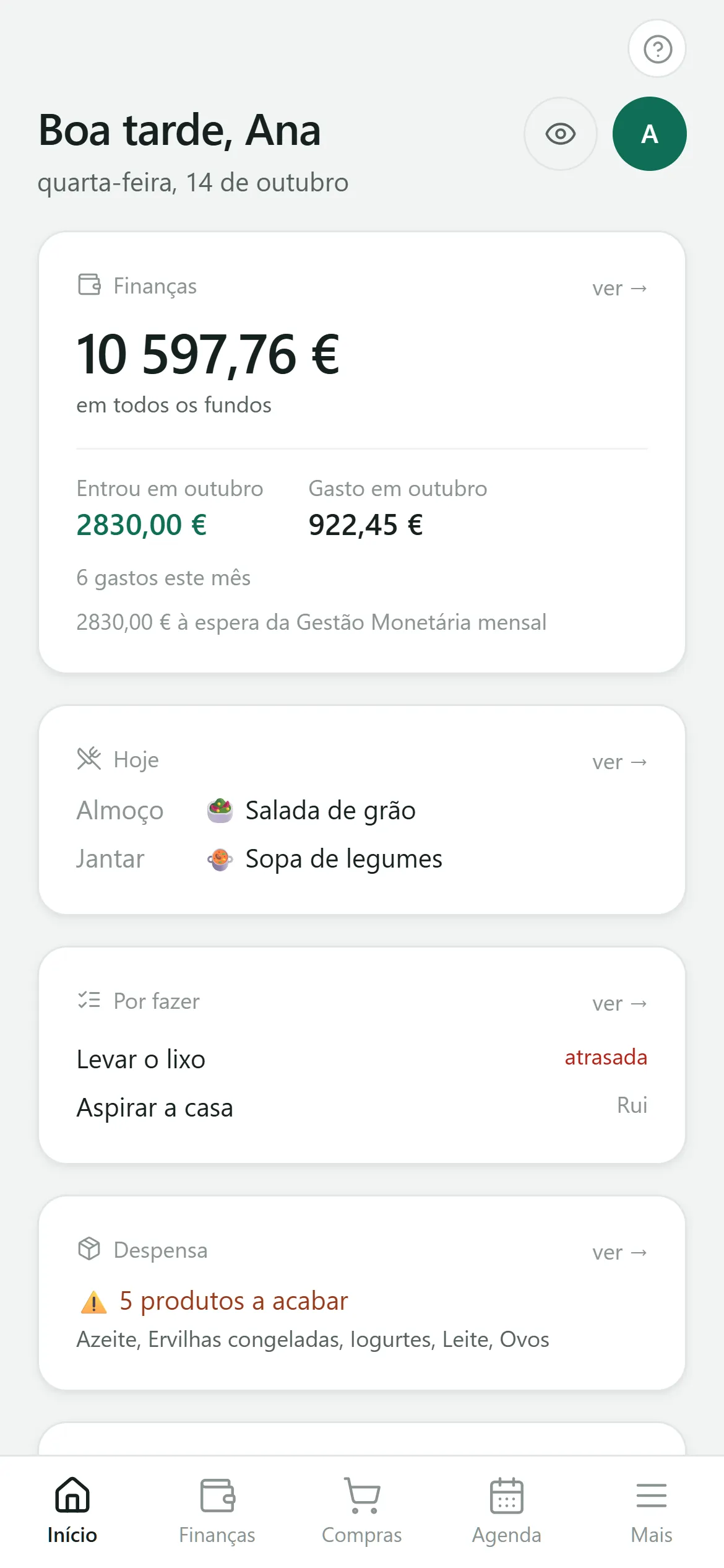 Captura de ecrã 1 da app A nossa vida a dois
