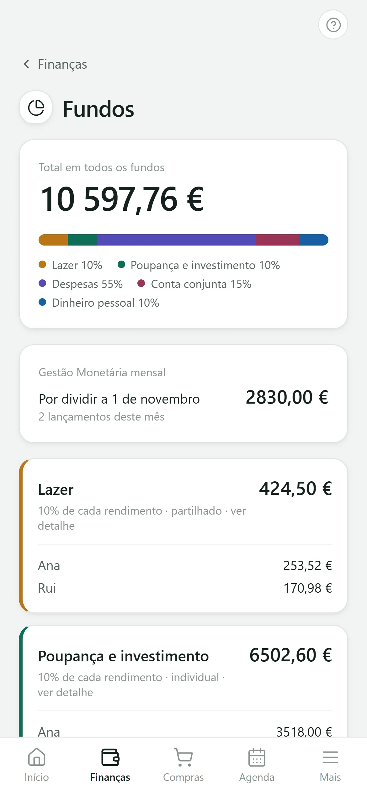 Captura de ecrã 2 da app A nossa vida a dois
