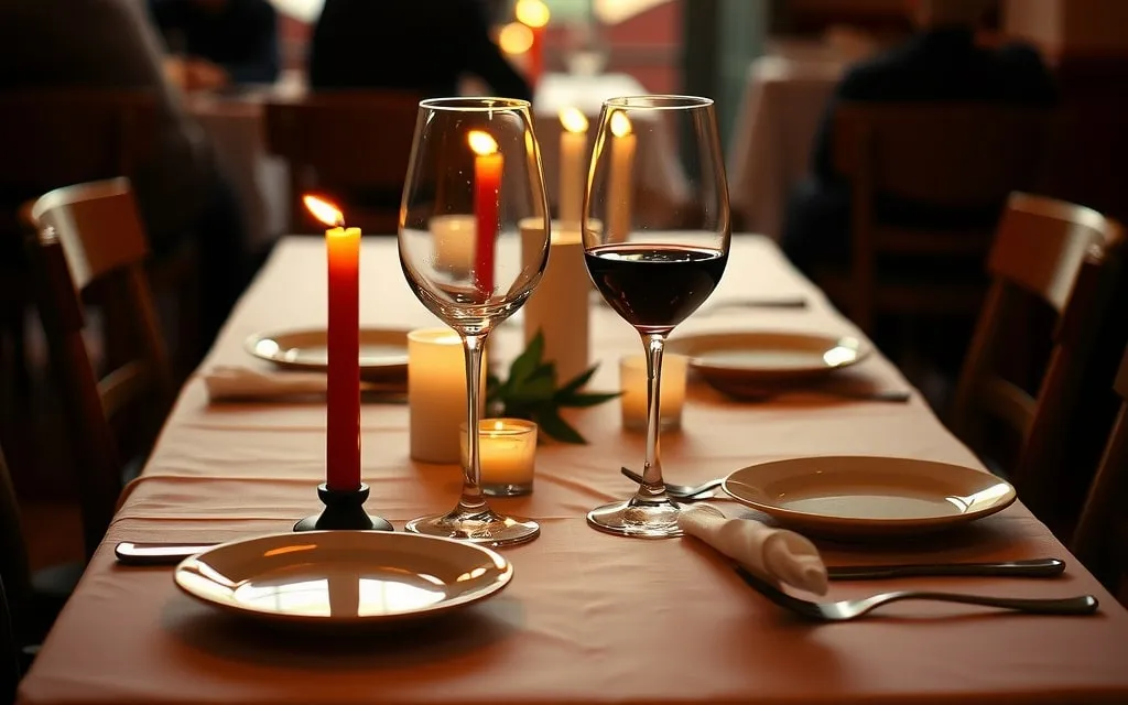 Mesa para dois com velas