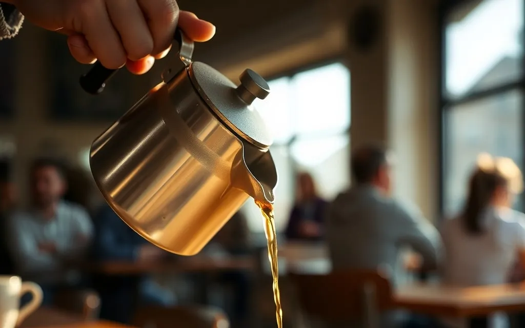 Café a ser servido numa chávena