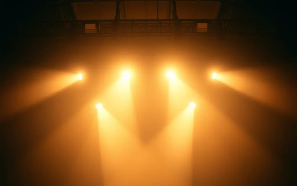 Holofotes de palco vistos de baixo